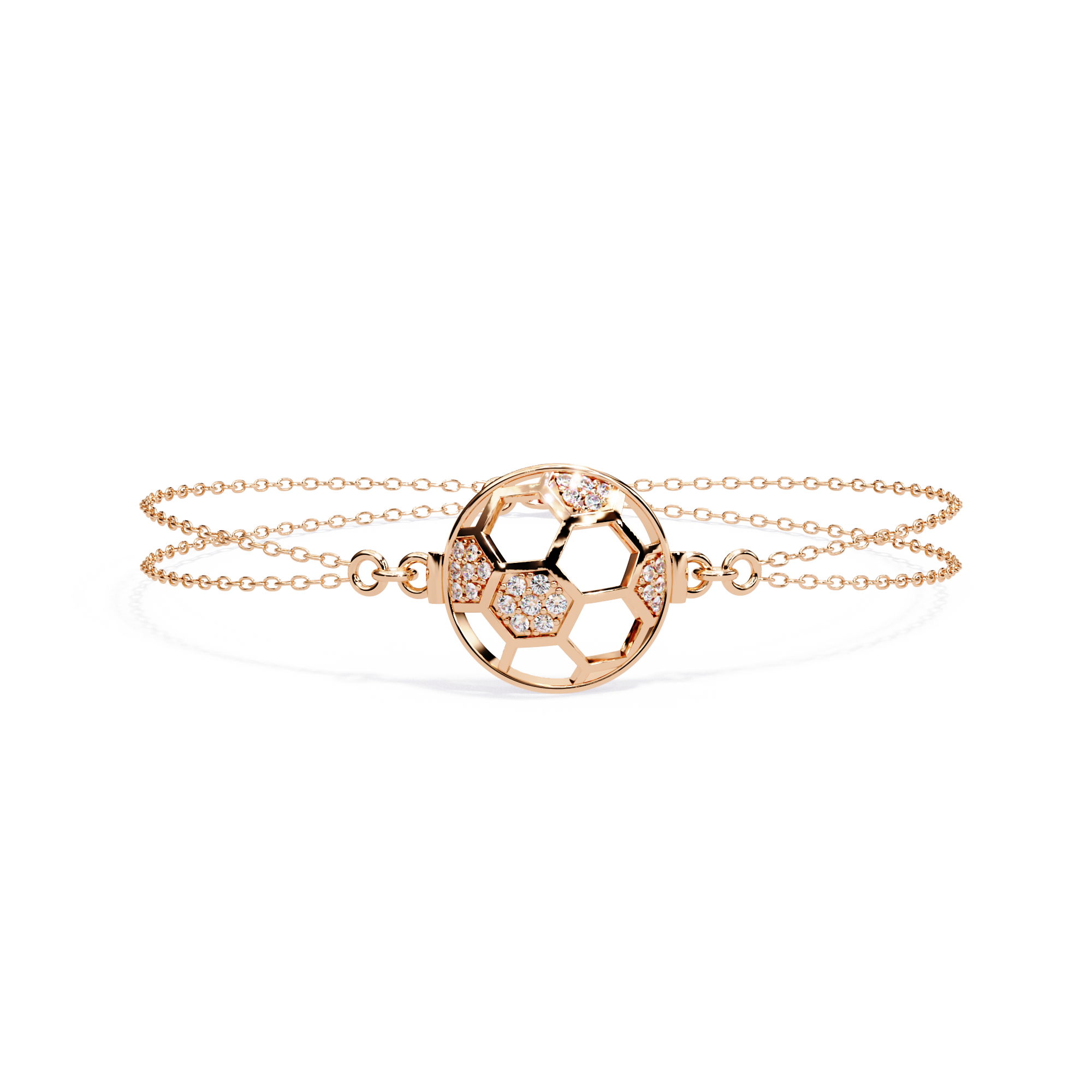 Solitairekart 0.2ct Natural Diamond-Studded Soccer Ball Bracelet-HI Color, VS-SI Clarity